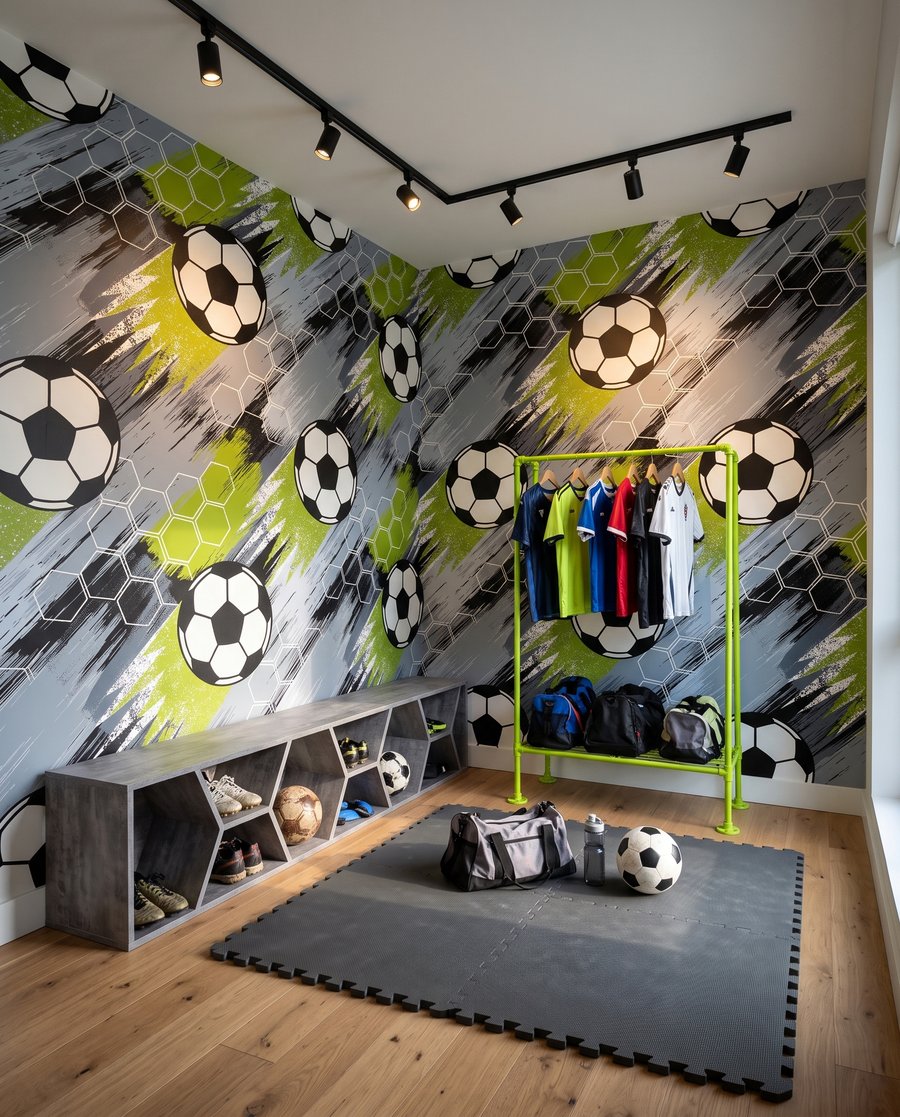 Futbaly medzi ťahmi farby — interiér 2