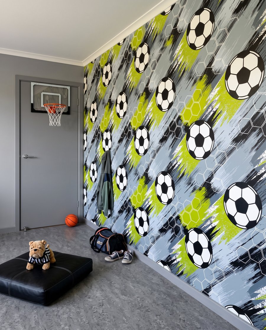 Futbaly medzi ťahmi farby — interiér 3