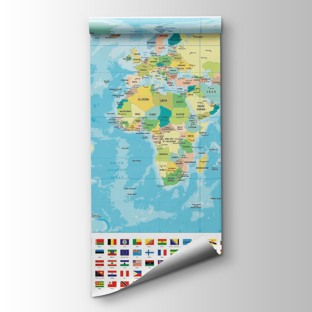 Mapa sveta s vlajkami — pohľad na tovar