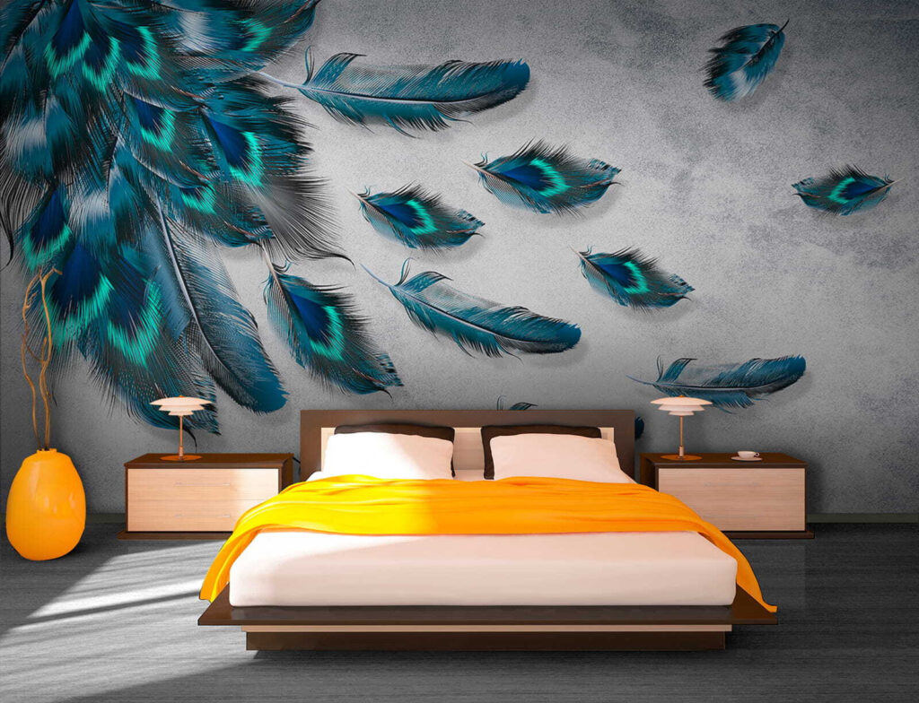 Tmavé perie s tyrkysom — interiér 3