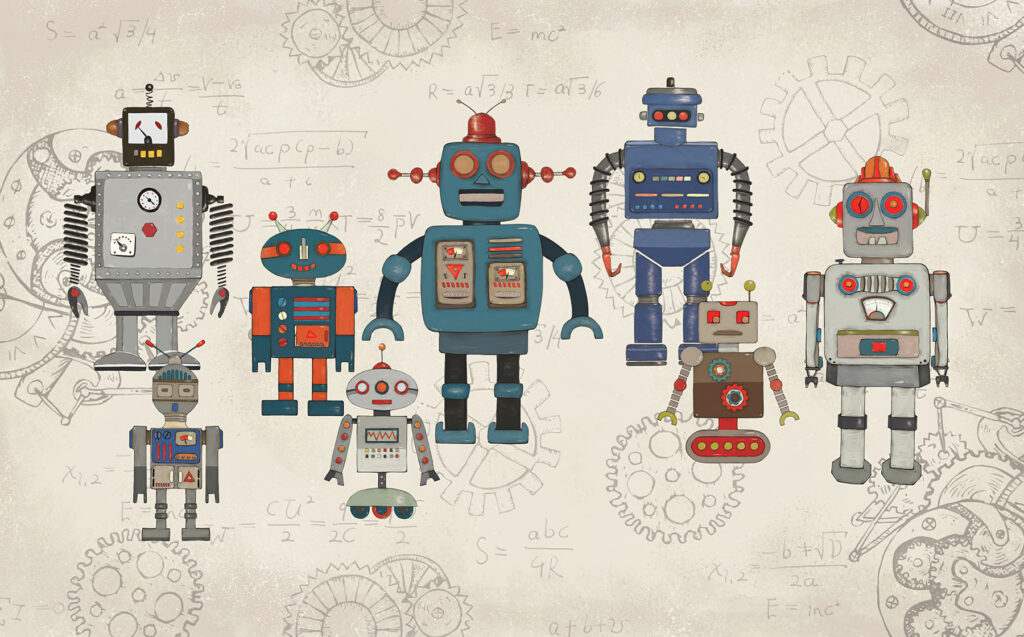 Roboty na starých výkresoch — celý dizajn
