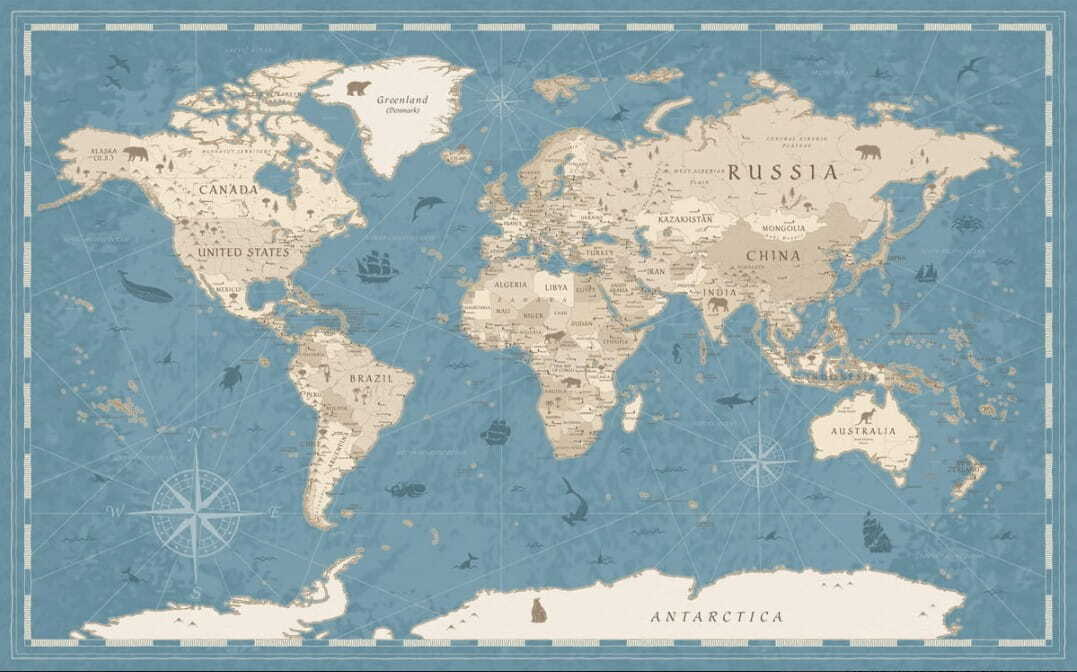 Svet na mape — celý dizajn