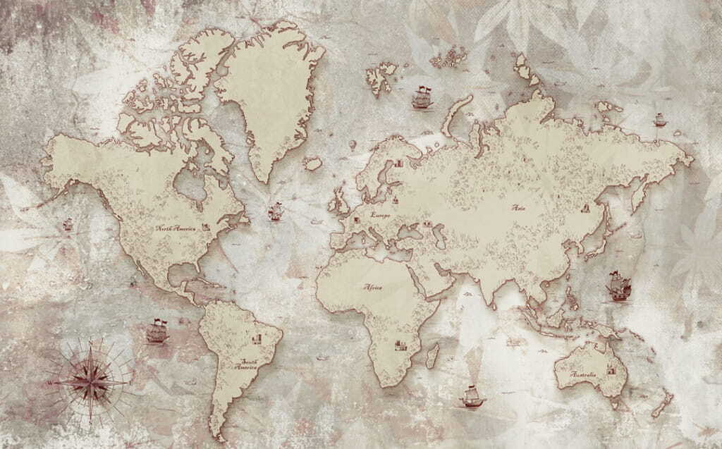 Piesočná mapa sveta — celý dizajn