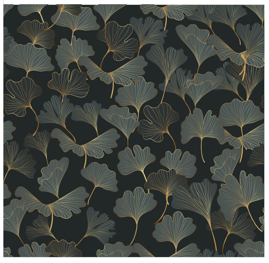 Ginkgo listy so zlatom — celý dizajn
