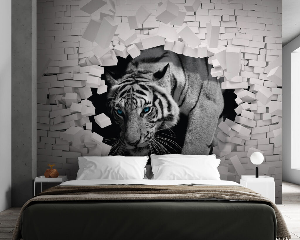 Tiger prerážajúci stenu — interiér 2