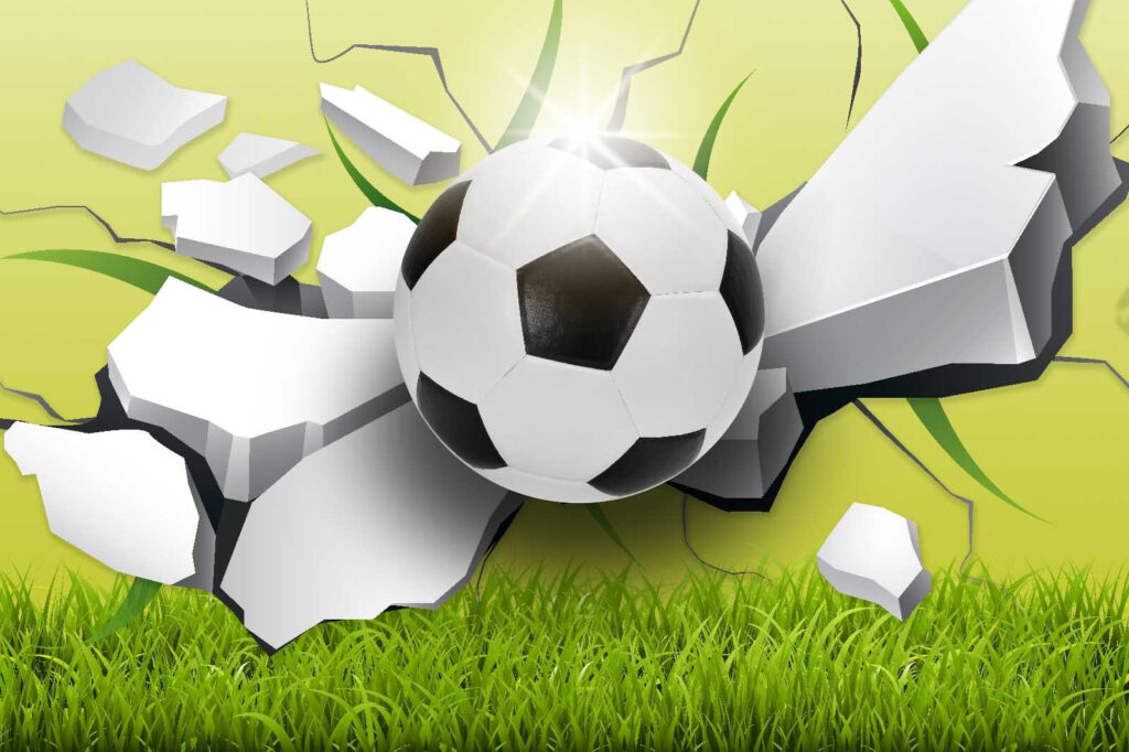 Futbalová lopta prerazí múr — celý dizajn