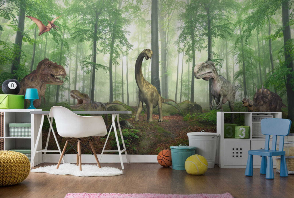 Dinosaury v slnečnom lese — interiér 1
