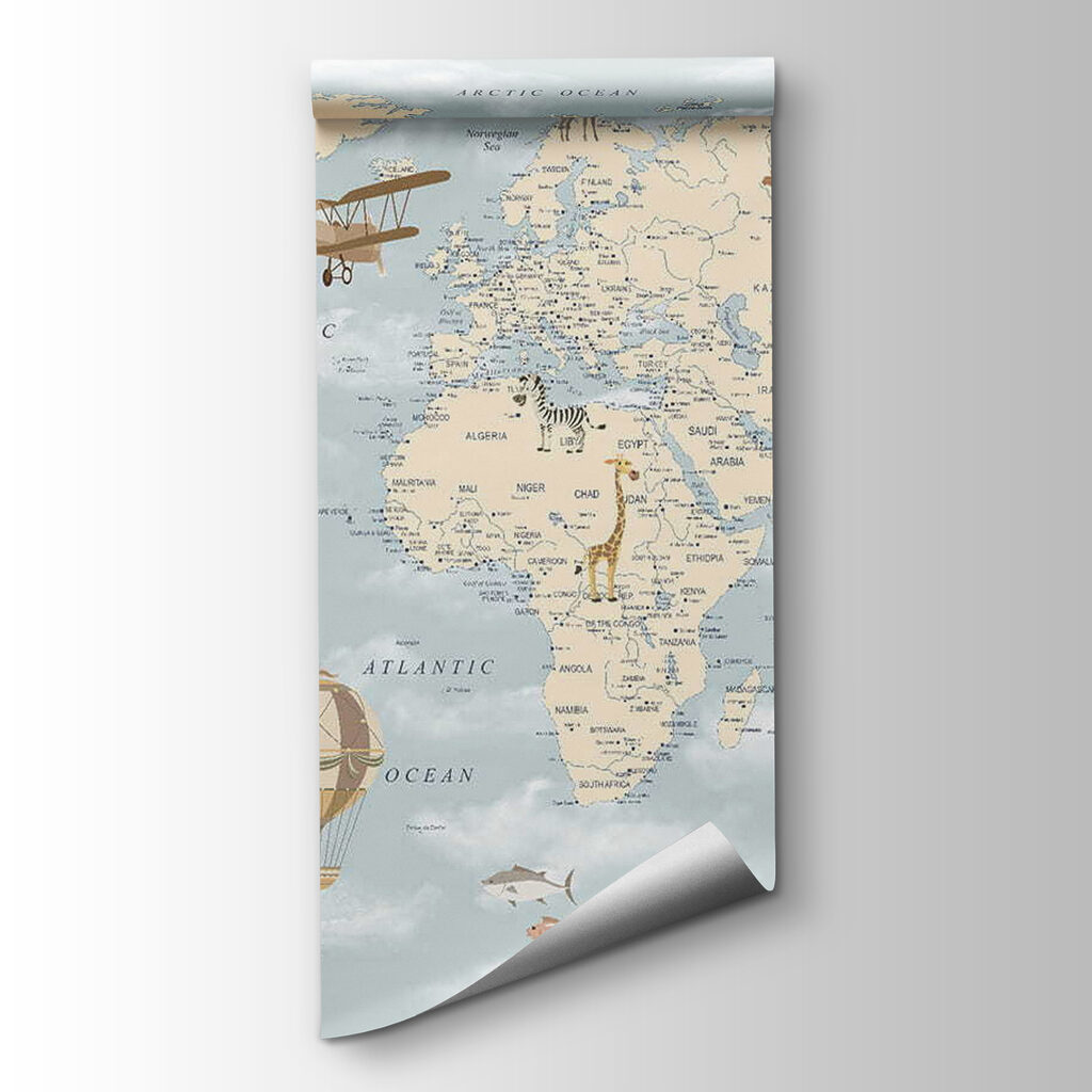 Mapa sveta v oblakoch — pohľad na tovar