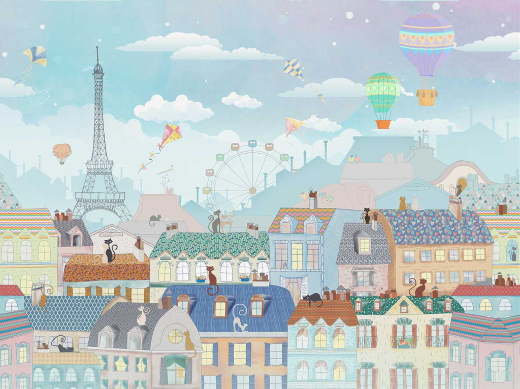 Paríž pod balónmi — celý dizajn