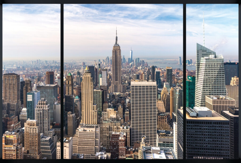 Manhattan za čiernym rámom — celý dizajn