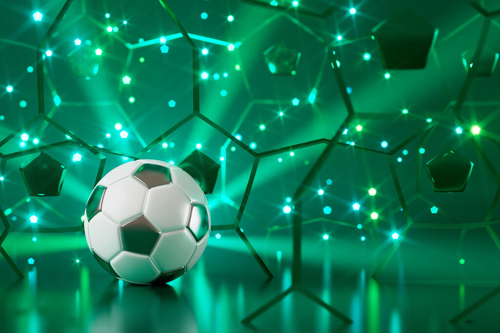 Futbalová lopta na zelenom — celý dizajn