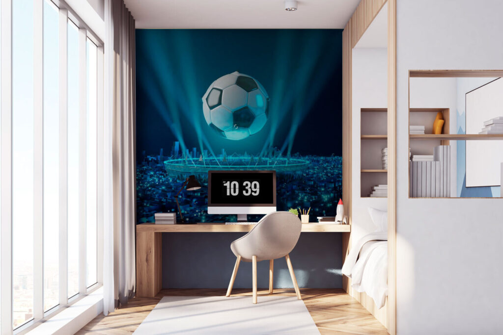 Futbal nad osvetleným štadiónom — interiér 1