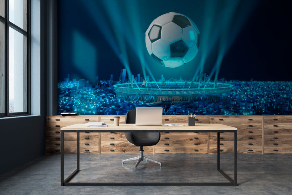 Futbal nad osvetleným štadiónom — interiér 3