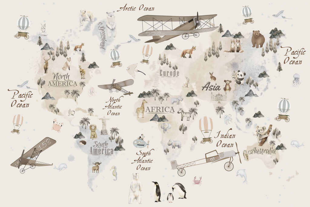 Mapa zvierat s lietadlami — celý dizajn