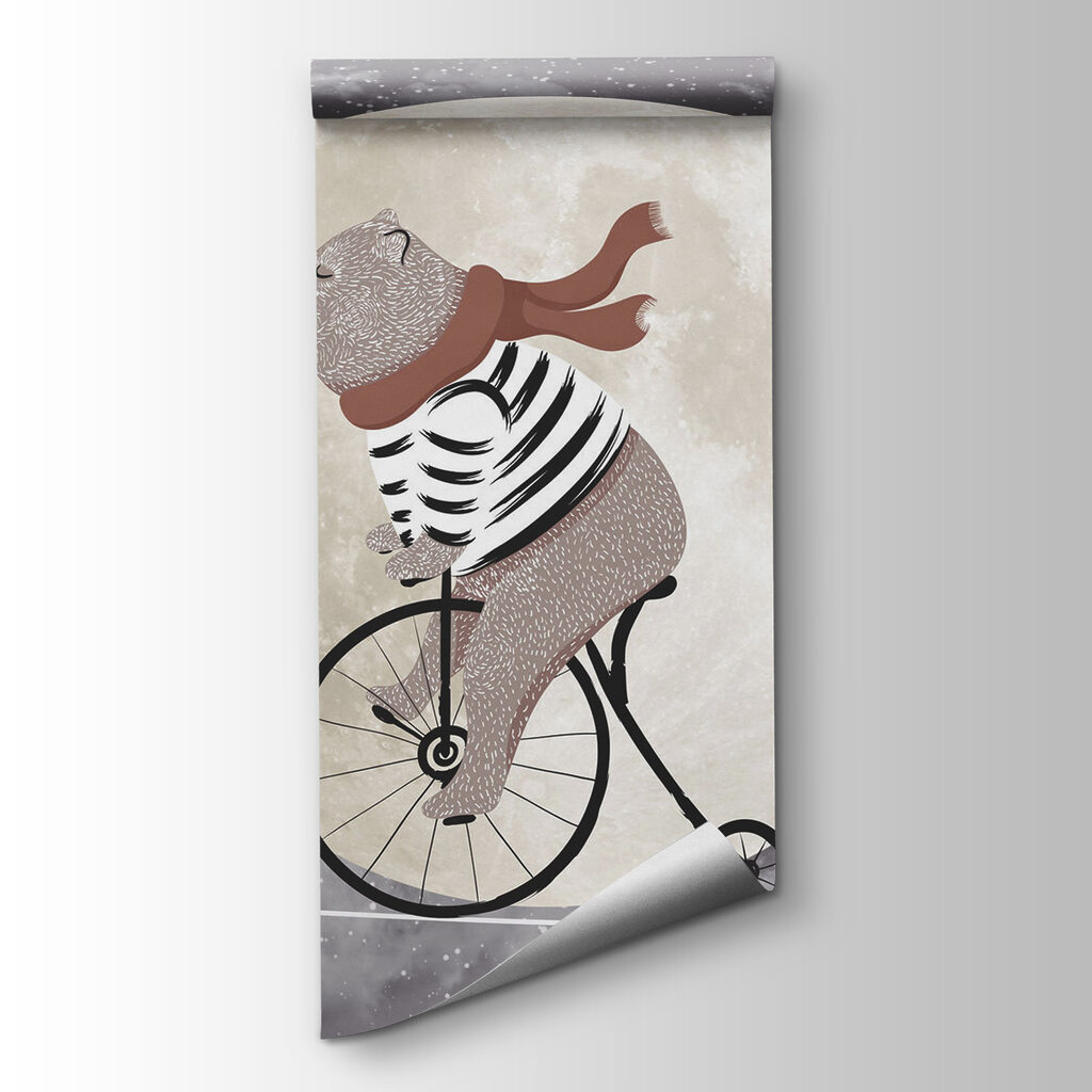 Macko na bicykli — pohľad na tovar