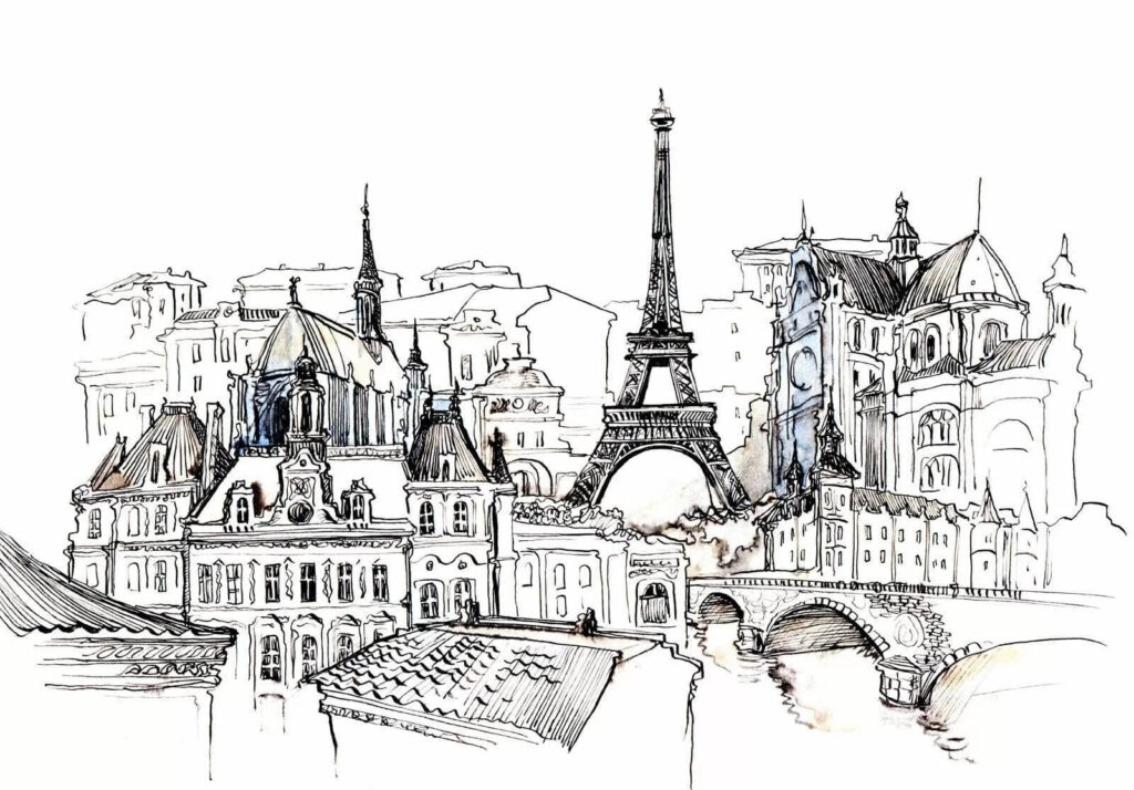 Paríž v čiernych náčrtoch — celý dizajn