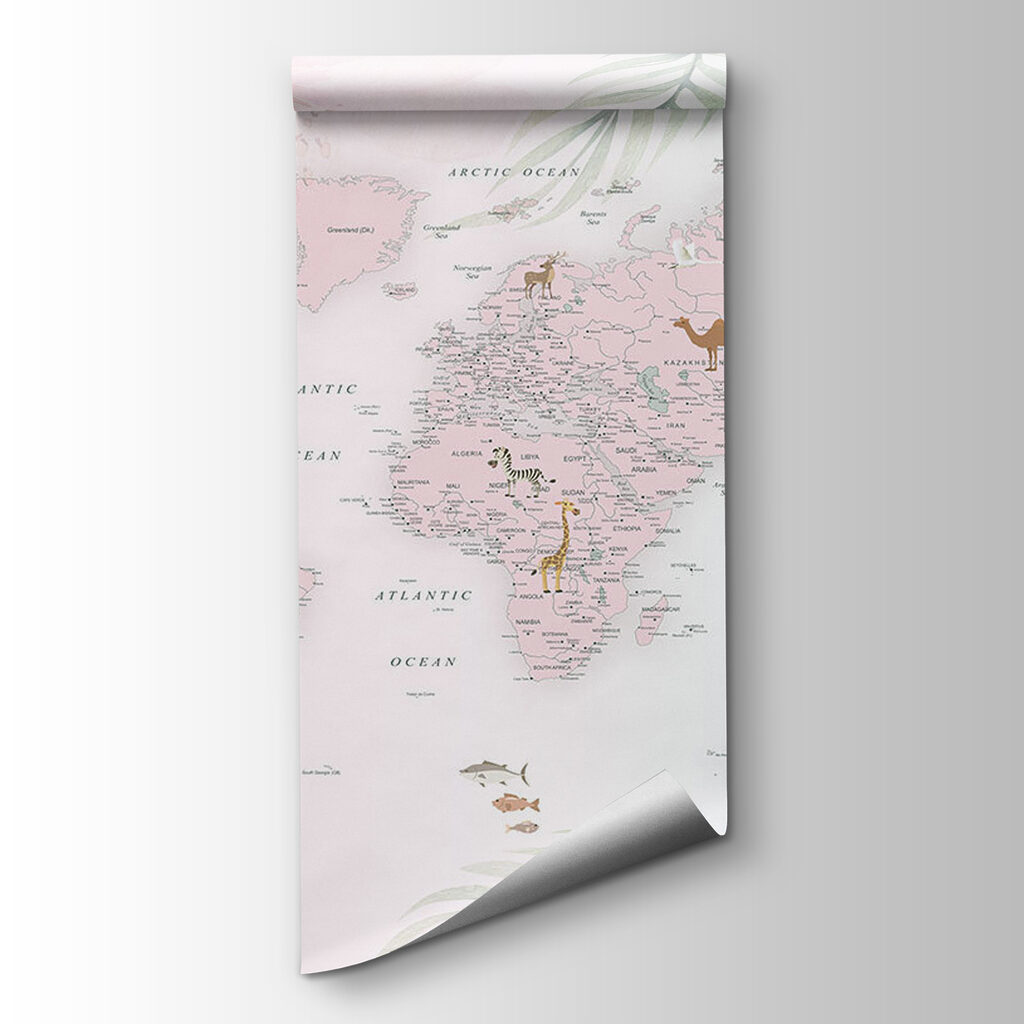 Mapa sveta v listoch — pohľad na tovar