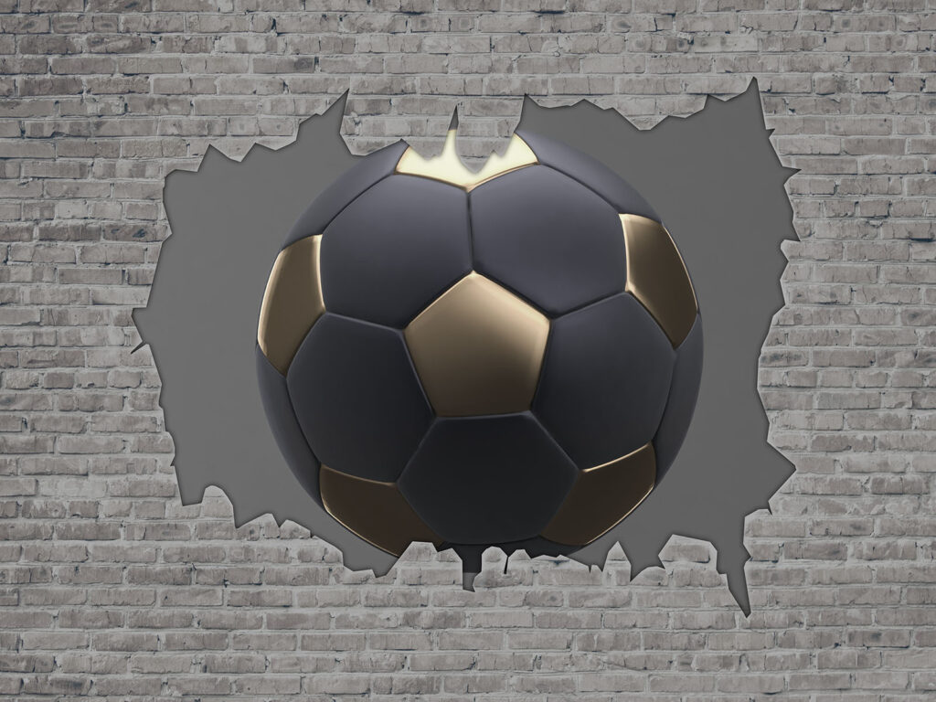 Čierny futbal pri tehlách — celý dizajn