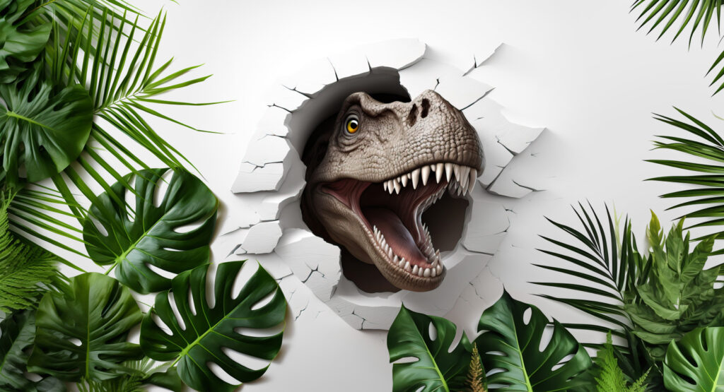 Dinosaurus medzi listami — celý dizajn