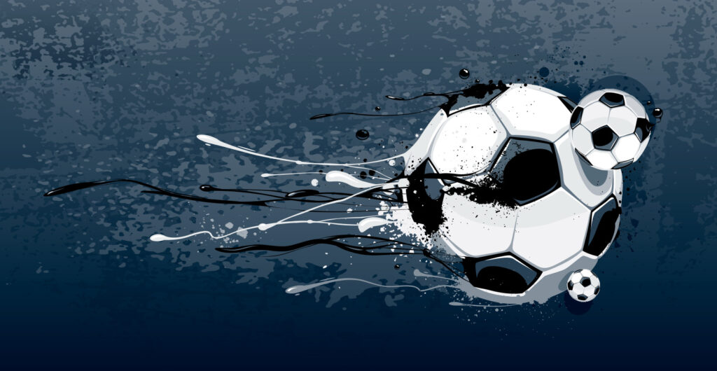 Futbal na modrom pozadí — celý dizajn