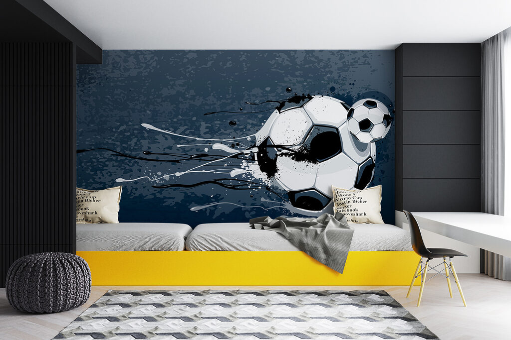 Futbal na modrom pozadí — interiér 5