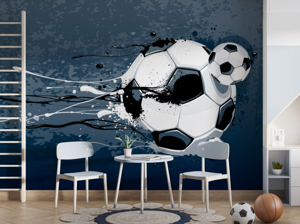Futbal na modrom pozadí — interiér 2