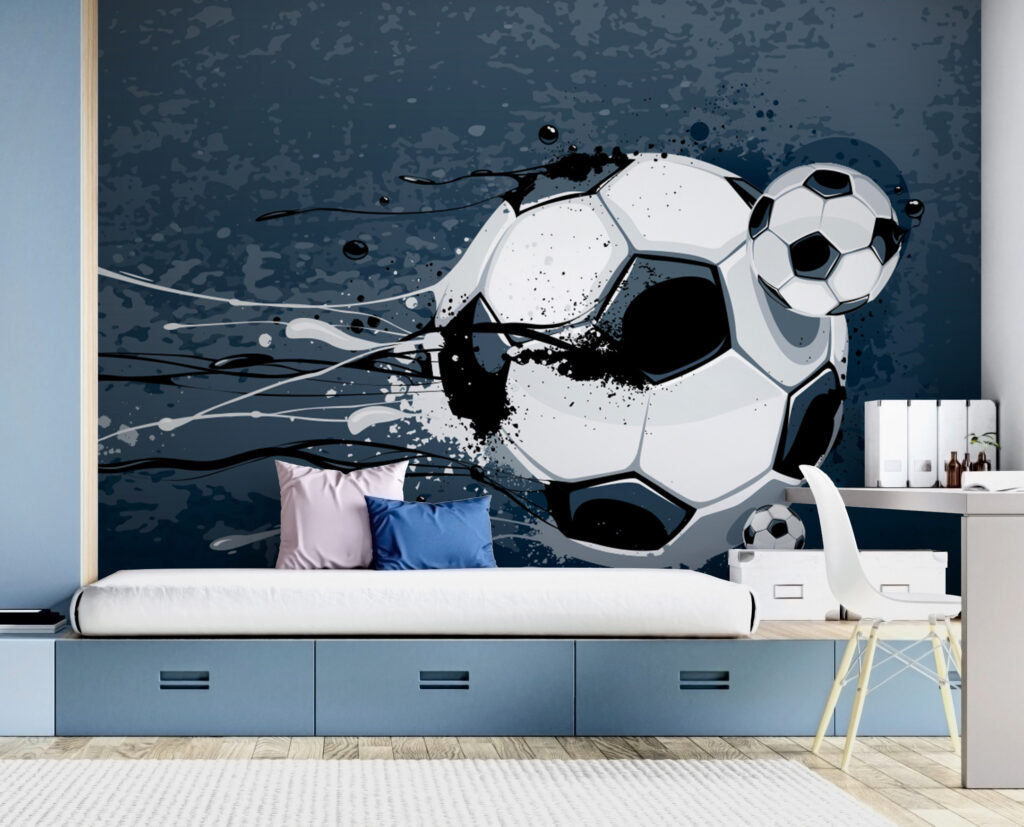 Futbal na modrom pozadí — interiér 3