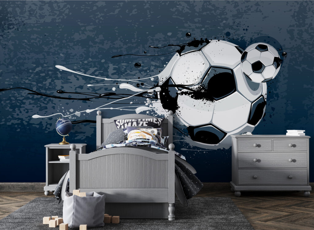 Futbal na modrom pozadí — interiér 4