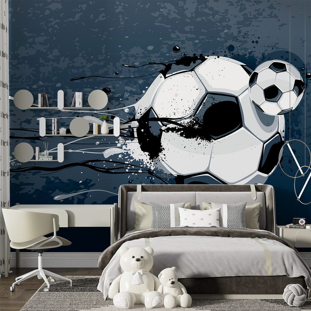 Futbal na modrom pozadí — interiér 6