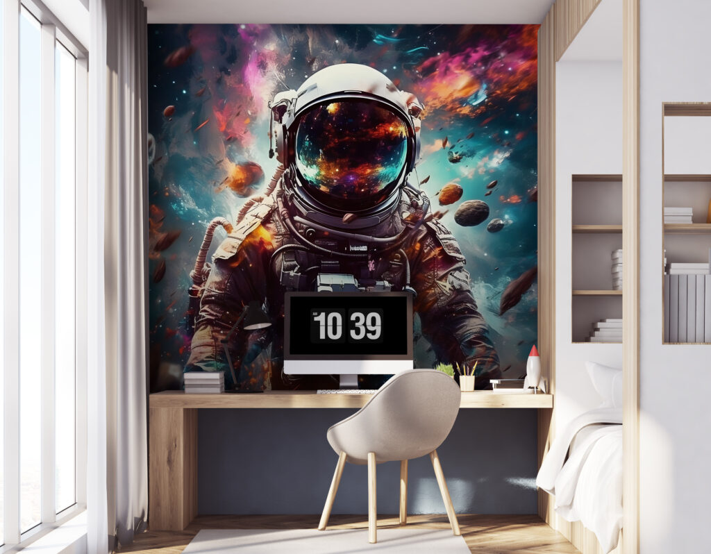 Astronaut v farebnej hmle — interiér 3