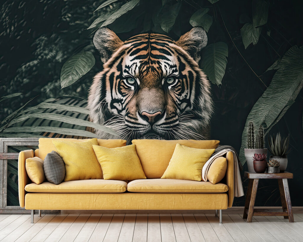 Tiger medzi tmavými listami — interiér 2
