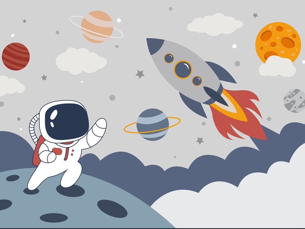 Raketa a malý astronaut — celý dizajn