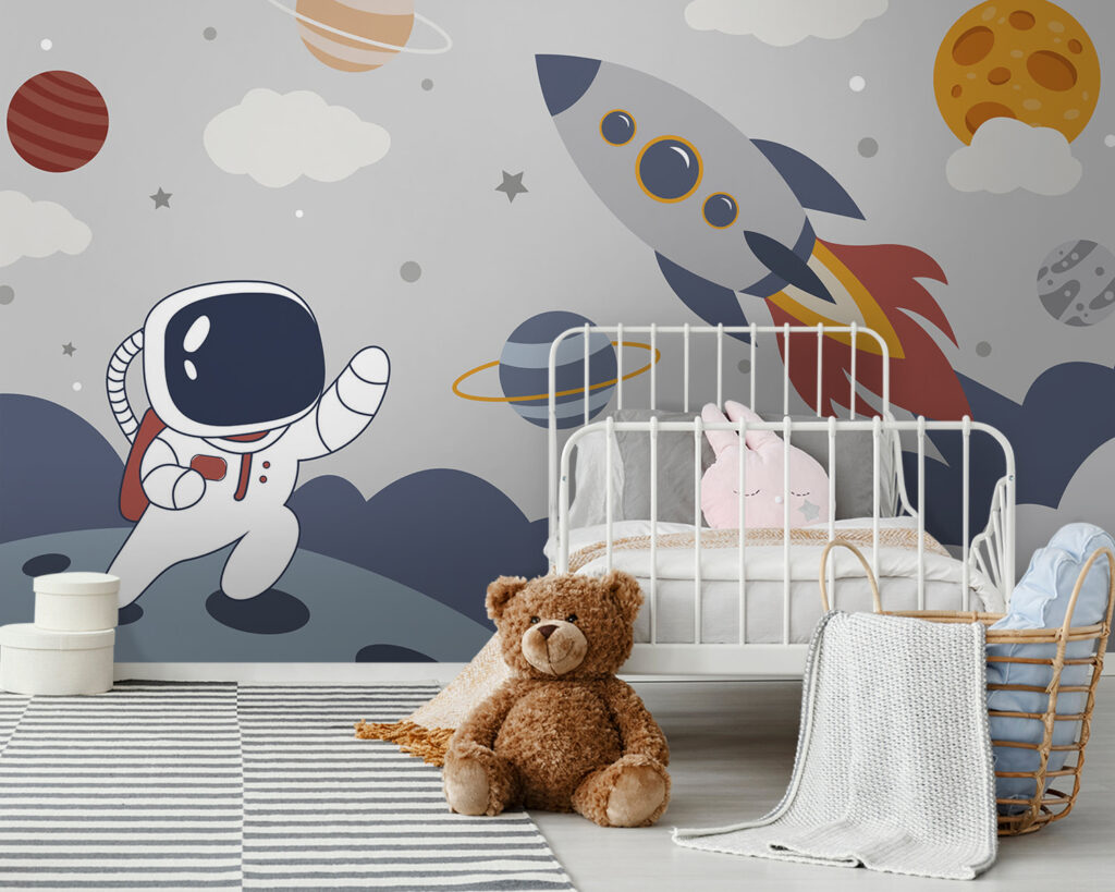 Raketa a malý astronaut v interiéri