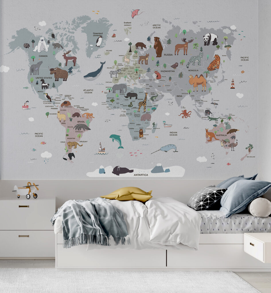 Mapa sveta s rastlinami — interiér 4