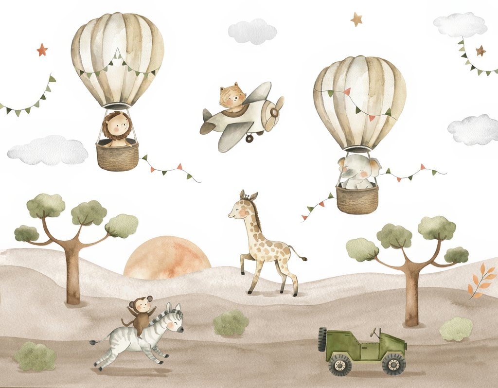 Safari pod balónmi — celý dizajn
