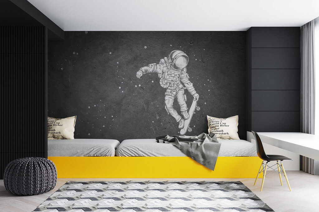 Astronaut na skateboarde — interiér 3