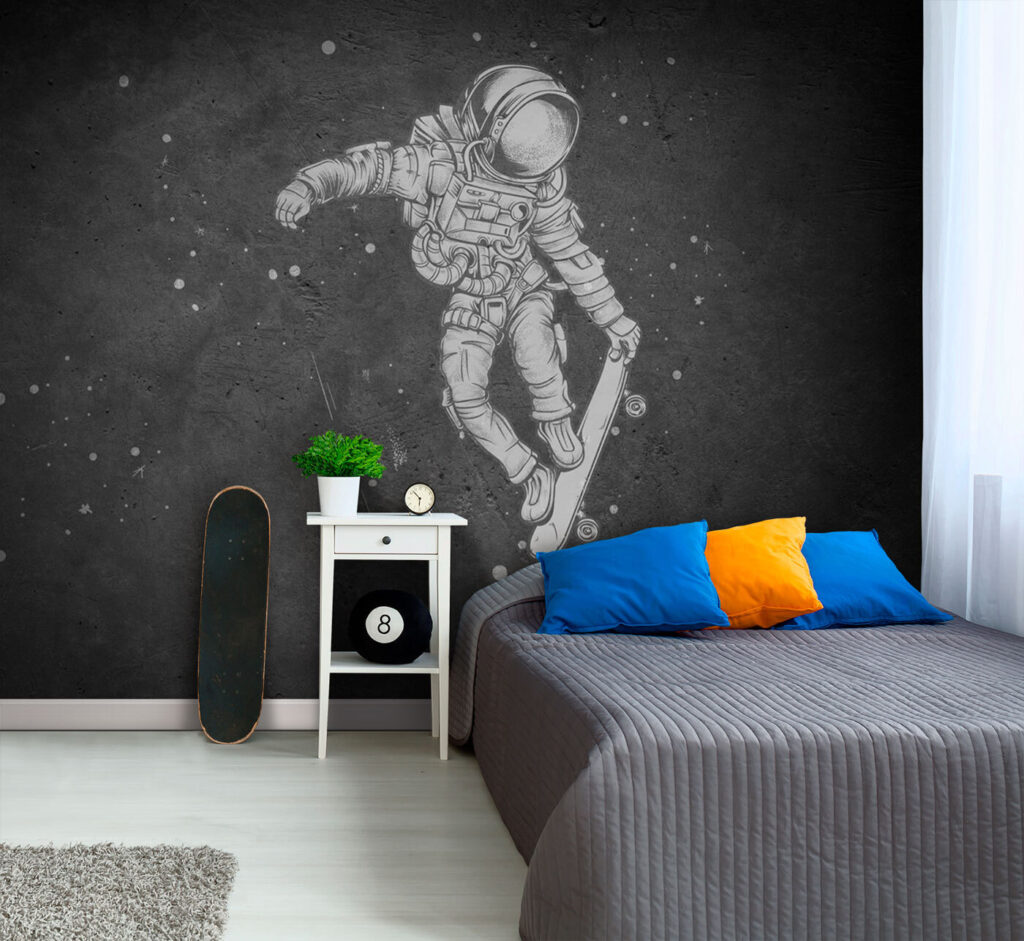 Astronaut na skateboarde — interiér 1
