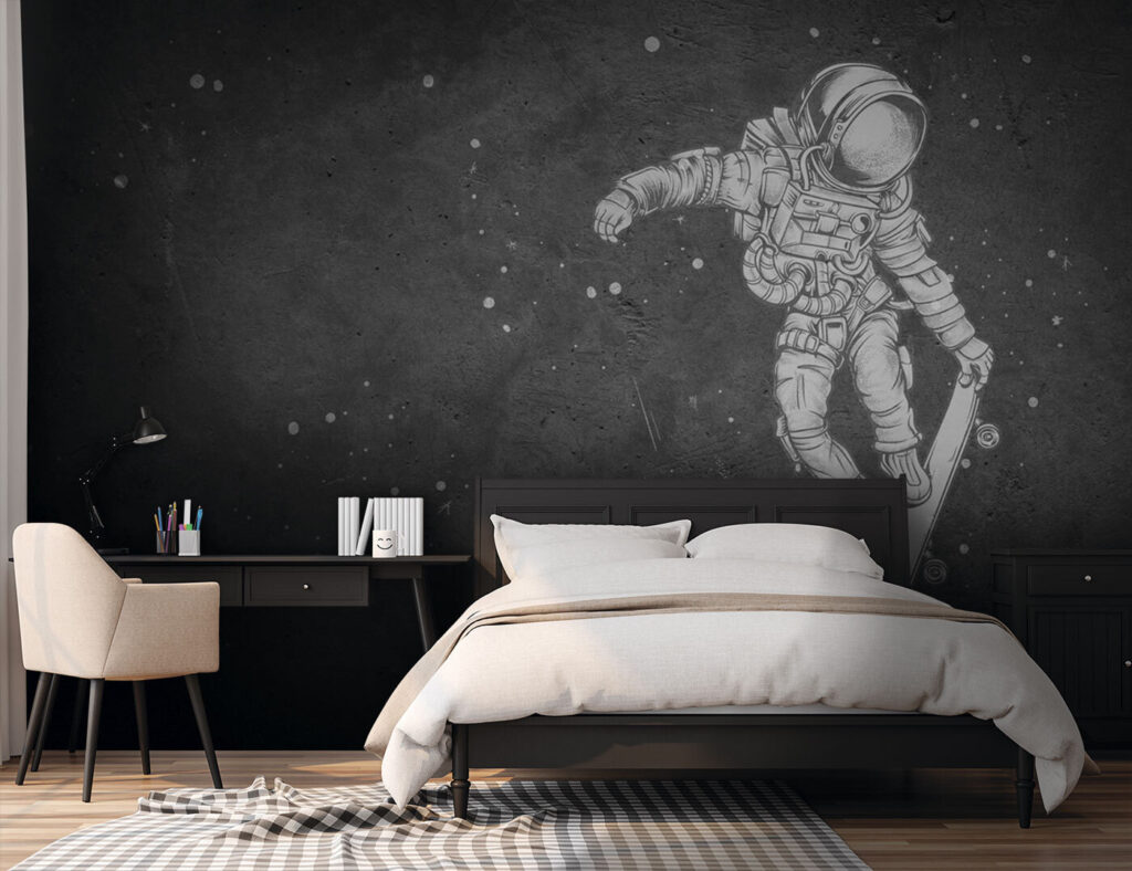 Astronaut na skateboarde — interiér 2