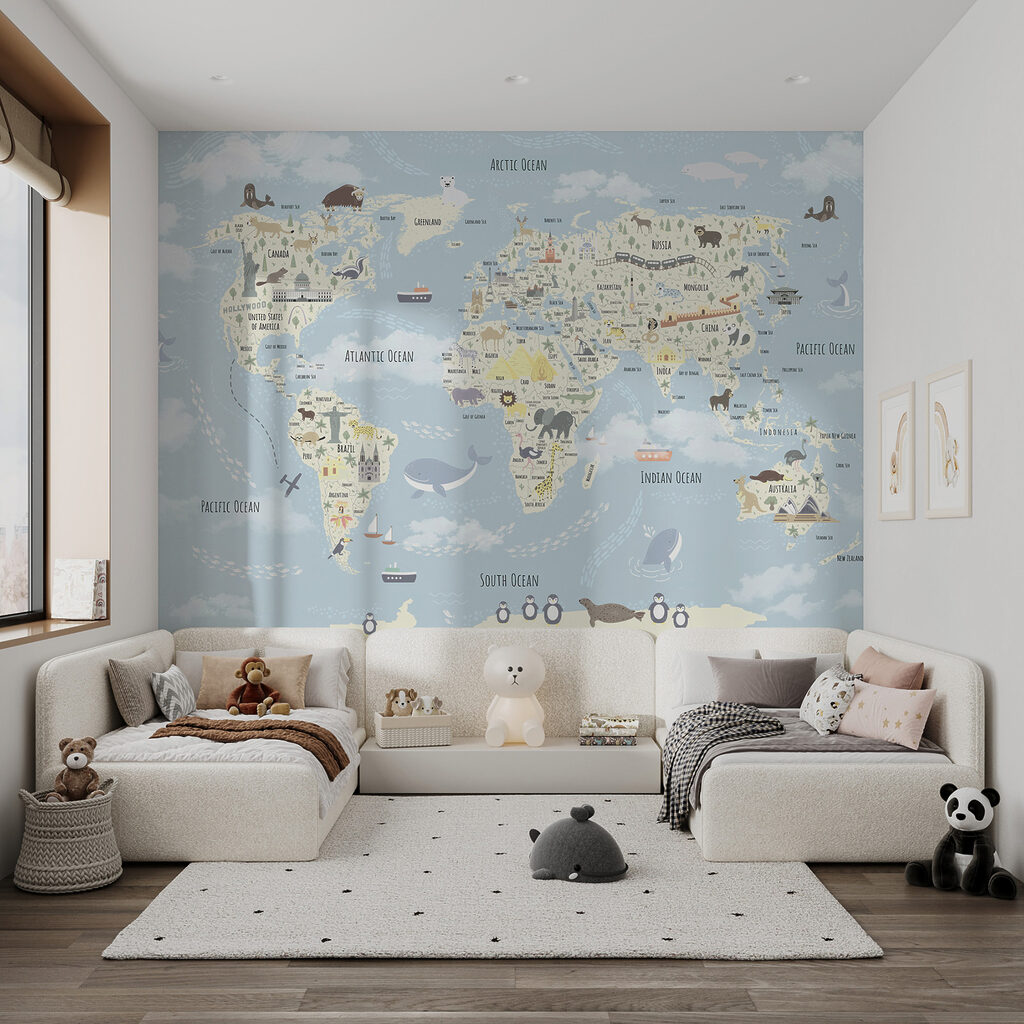 Mapa sveta s cestovateľmi — interiér 6