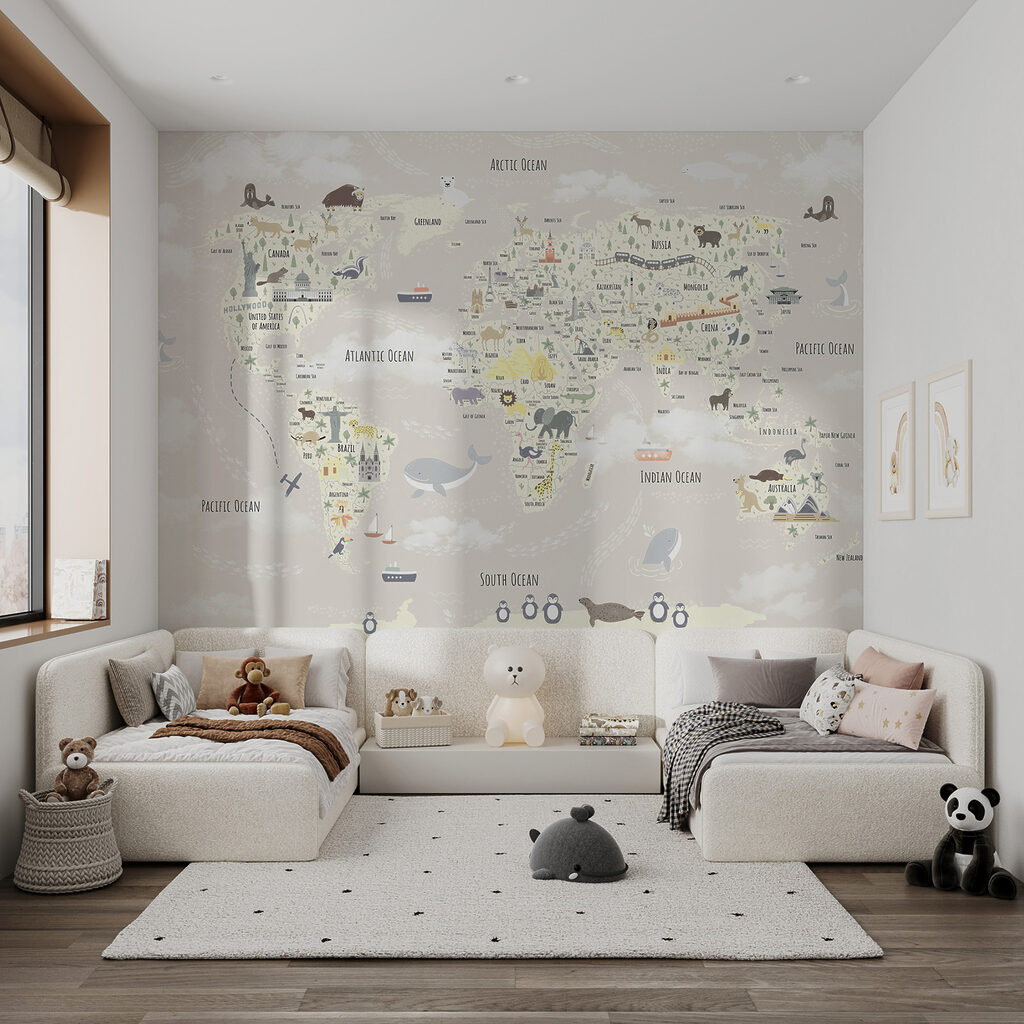 Mapa sveta s cestovateľmi — interiér 5