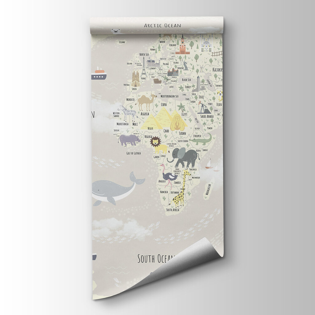Mapa sveta s cestovateľmi — pohľad na tovar