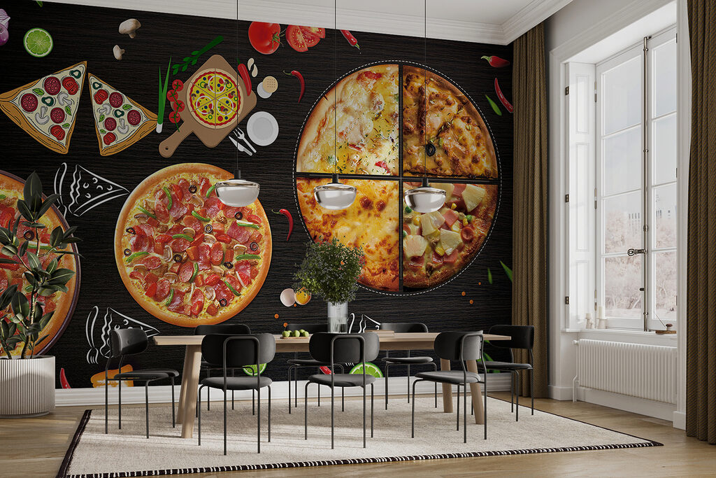 Pizze na tmavom pozadí — interiér 4