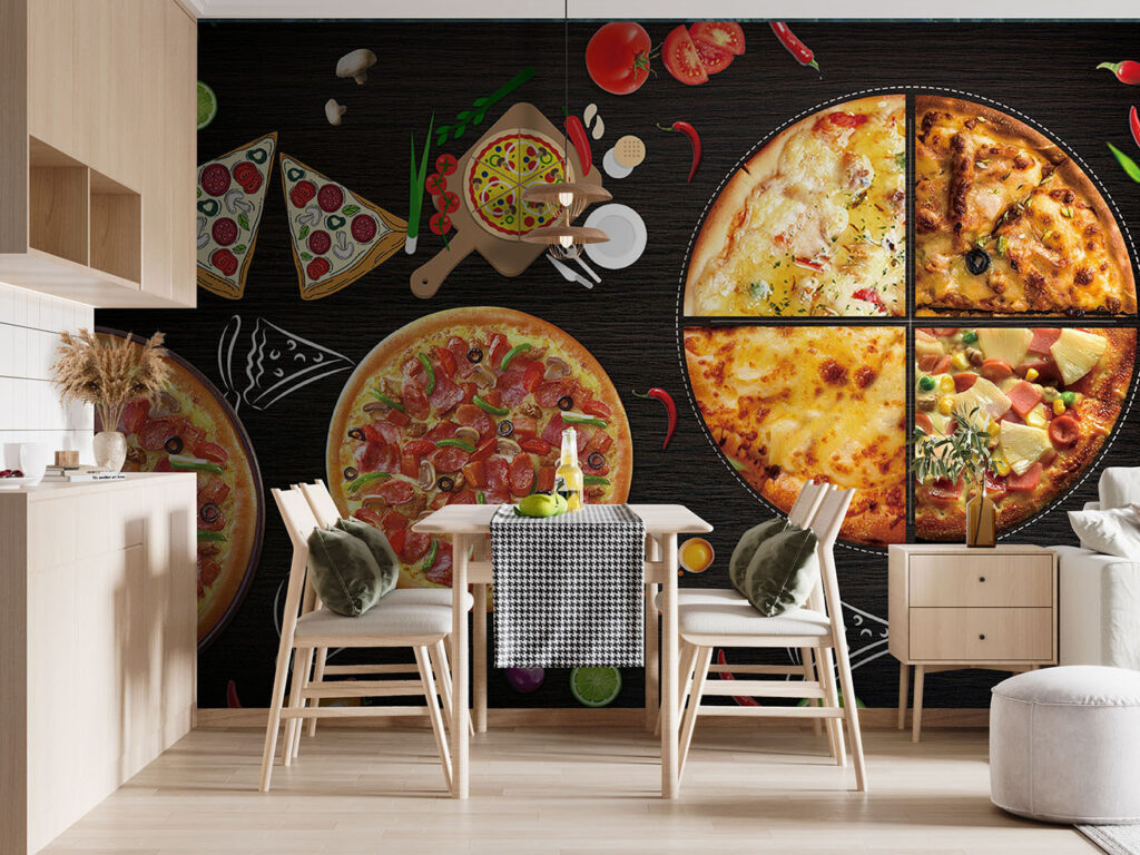 Pizze na tmavom pozadí — interiér 1