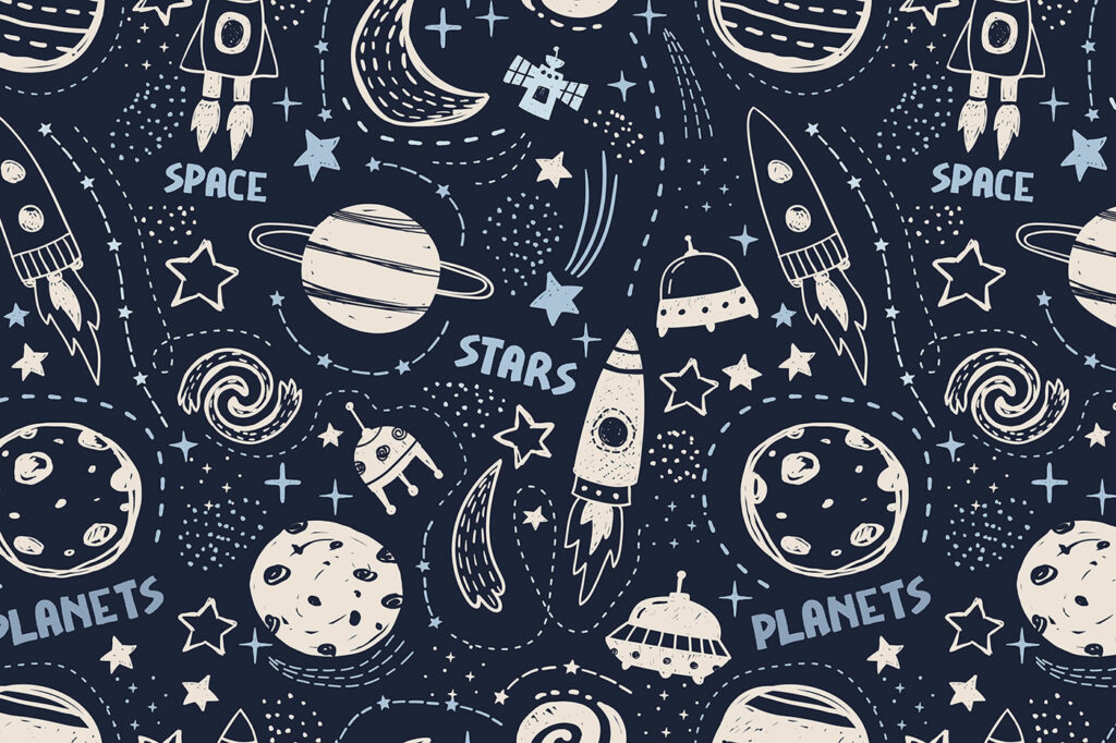 Ručne kreslené rakety — celý dizajn