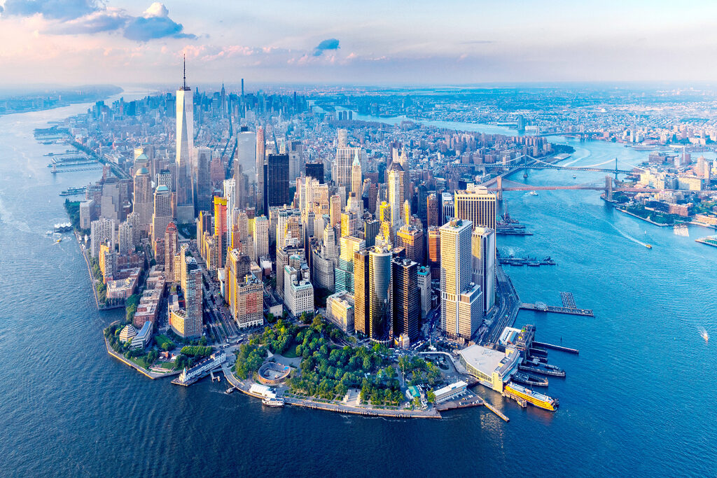 Manhattan nad vodou — celý dizajn