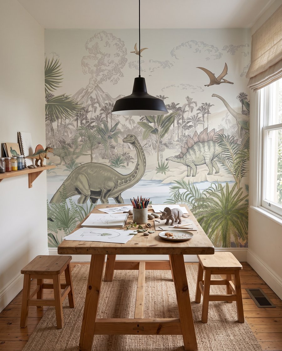 Dinosaury pri lesnom jazierku — interiér 2