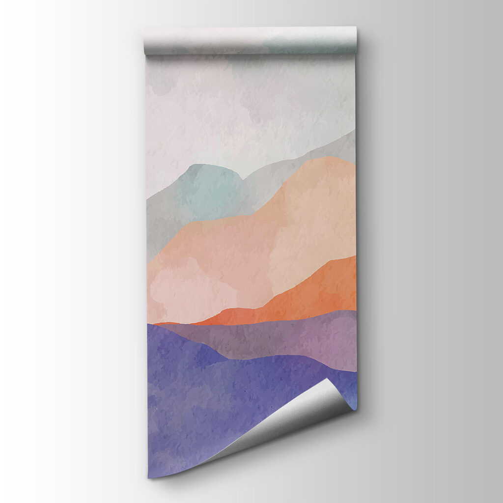 Fialové hory, oranžový horizont — pohľad na tovar
