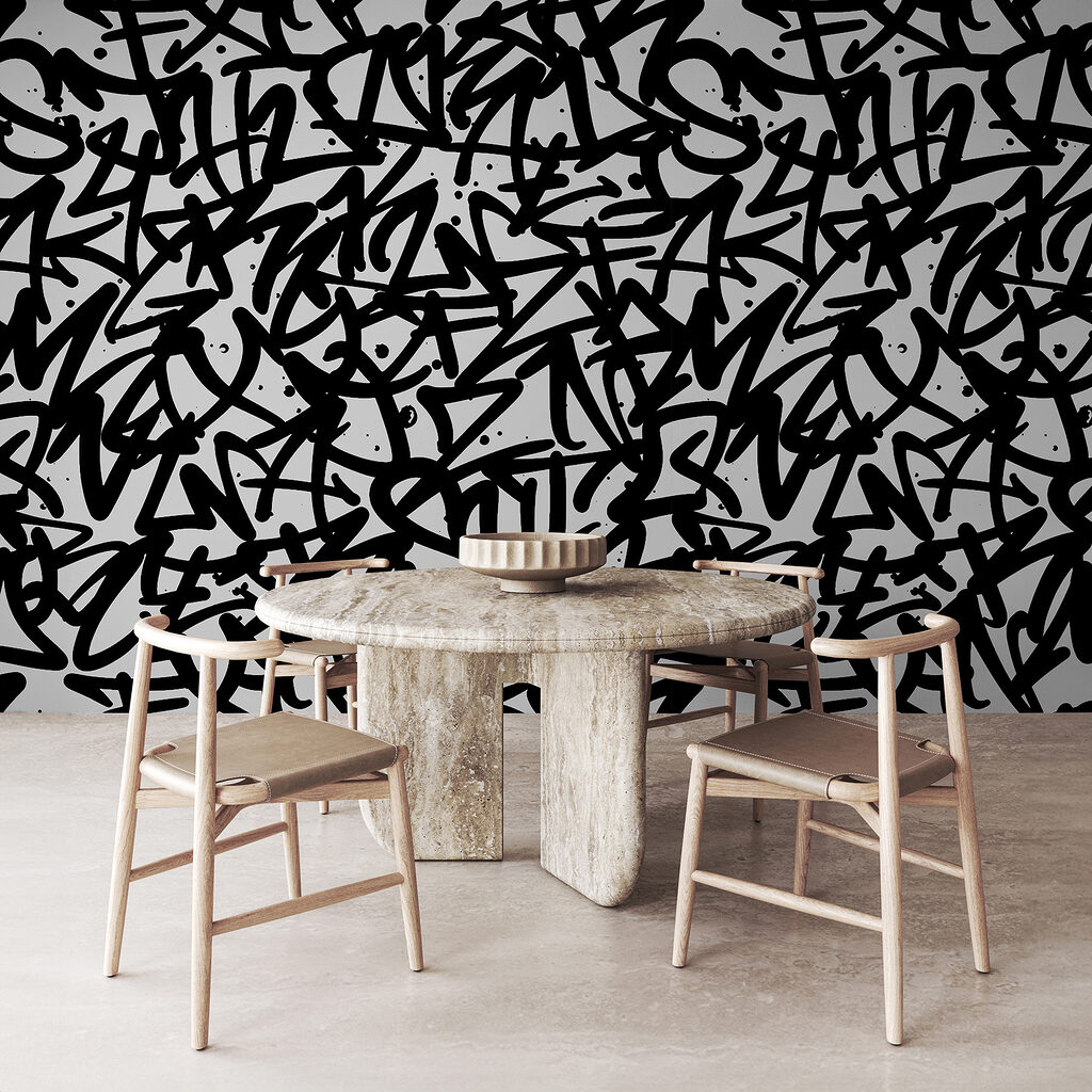 Preplietané graffiti písmená — interiér 4