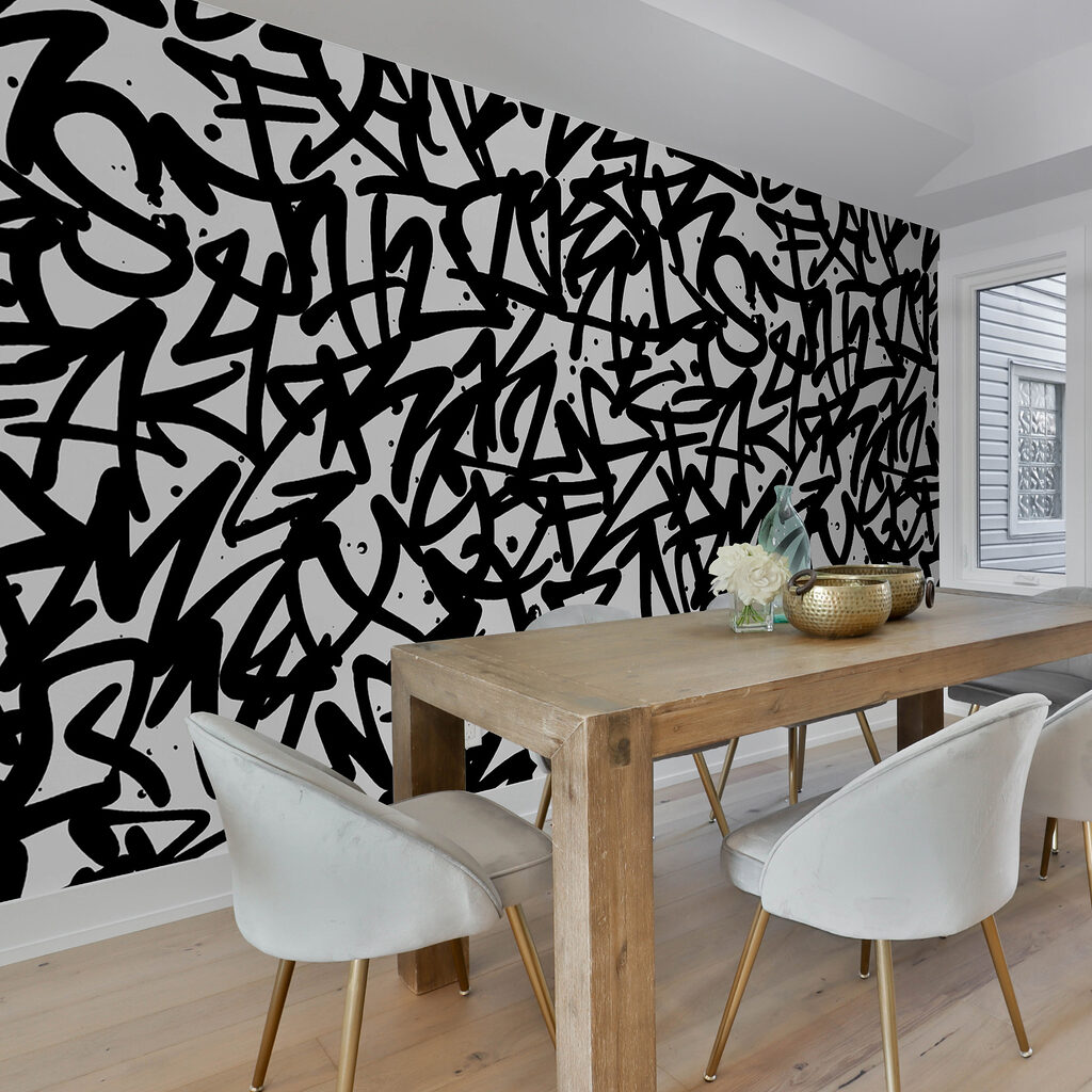 Preplietané graffiti písmená — interiér 3