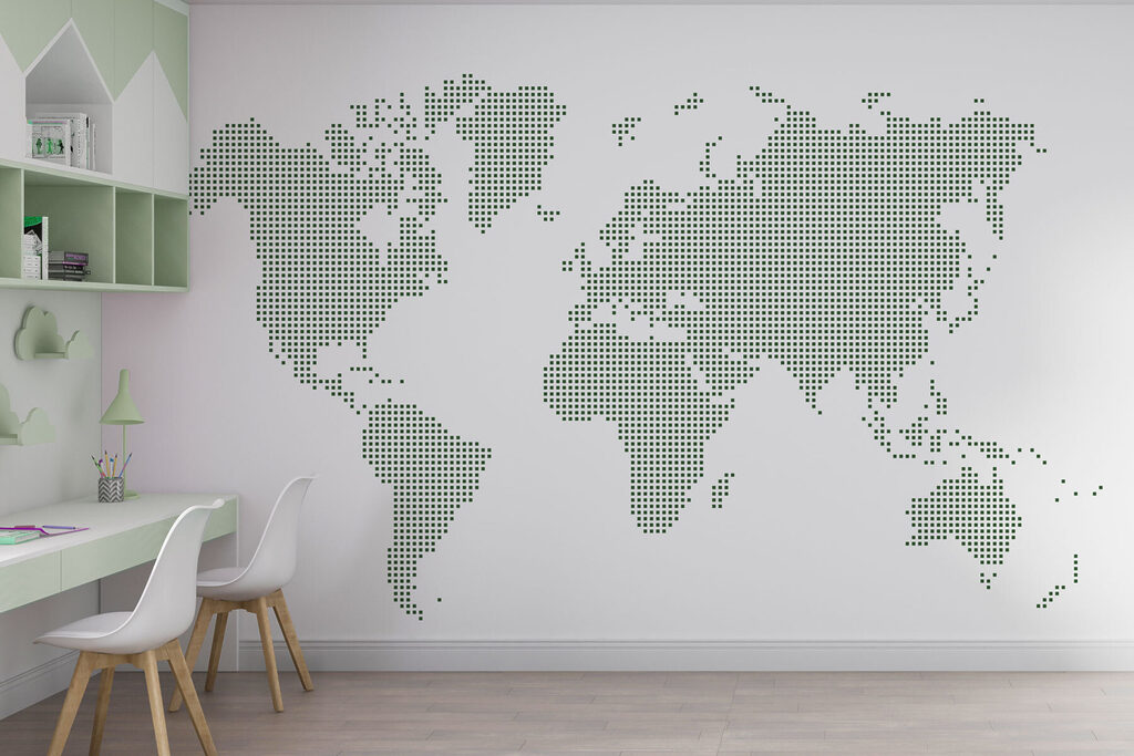 Mapa sveta z bodiek — interiér 3